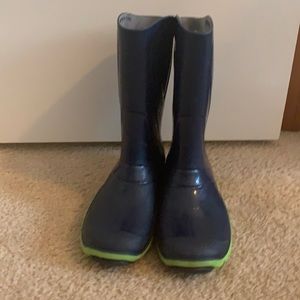 Boys blue and green rain boots